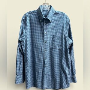 Scott Barber Blue Black Checkered Men's Dress Shirt size Medium 100% Cotton